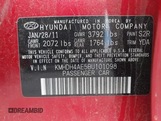 2011 Hyundai Elantra GLS z VIN KMHDH4AE5BU101098, wystawiony jako IAAI lot #41352745 z przebiegiem 84 089 mil mil oraz . Historia ofert i sprzedaży dostępna na DreamBid. Obrazek 9.