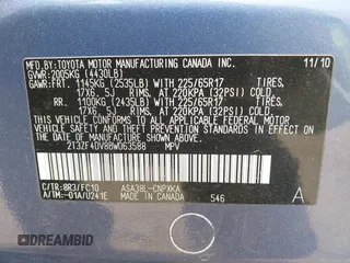 2011 Toyota RAV4 with VIN 2T3ZF4DV8BW063588, listed as a IAAI auction lot 42042794 with 101,814 mi miles and . Bid and sale history available at DreamBid. Image 9.
