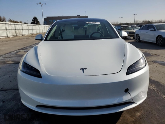 2025 Tesla Model 3 Long Range with VIN 5YJ3E1EAXSF935004, listed as a Copart auction lot 52233195 with 5,873 mi miles and Salvage Title. Bid and sale history available at carsss.com. Image 5.