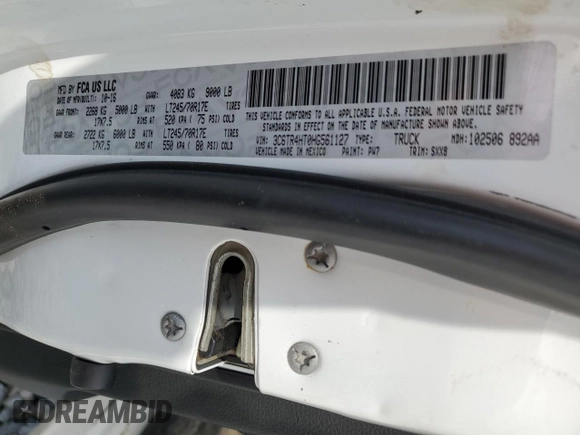 2017 Ram 2500 Tradesman с VIN 3C6TR4HT0HG561127, выставлен на аукционе Copart как лот 71284964 с пробегом 202 699 миль миль и Списание • Salvage title. История ставок и продаж доступна на DreamBid. Изображение 15.