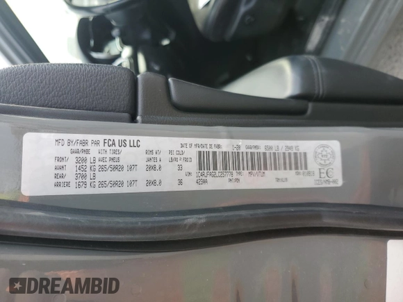 2020 Jeep Grand Cherokee Altitude z VIN 1C4RJFAG2LC257778, wystawiony jako Copart lot #53754825 z przebiegiem 97 595 mil mil oraz Szkoda całkowita • Salvage title. Historia ofert i sprzedaży dostępna na DreamBid. Obrazek 14.