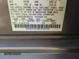 2008 Nissan Maxima 3.5 SE with VIN 1N4BA41E08C836320, listed as a Copart auction lot 68231284 with 142,370 mi miles and Salvage Title. Bid and sale history available at carsss.com. Image 12.