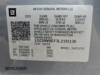 2020 Chevrolet Silverado 1500 Custom with VIN 1GCRWBEF3LZ191136, listed as a Copart auction lot 81049624 with 77,711 mi miles and Salvage Title. Bid and sale history available at carsss.com. Image 14.