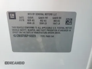 2016 Chevrolet Malibu LS with VIN 1G1ZB5ST9GF193223, listed as a Copart auction lot 62948715 with 64,196 mi miles and Salvage title. Bid and sale history available at DreamBid. Image 12.