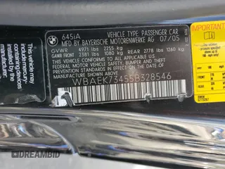 2005 BMW 6 Series 645Ci with VIN WBAEK73455B328546, listed as a Copart auction lot 54696625 with 121,804 mi miles and Salvage Title. Bid and sale history available at carsss.com. Image 12.