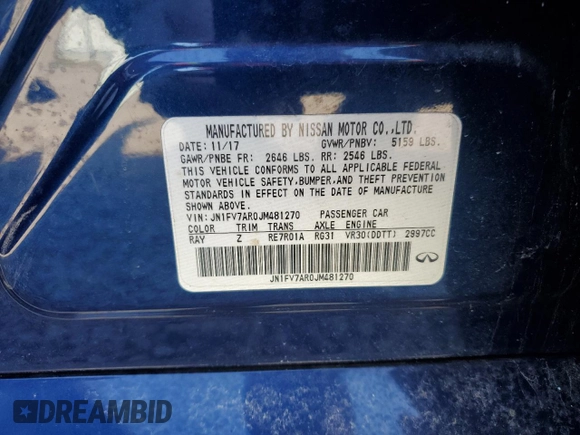 2018 Infiniti Q50 RED SPORT 400 with VIN JN1FV7AR0JM481270, listed as a Copart auction lot 53777515 with 42,555 mi miles and Clean Title. Bid and sale history available at carsss.com. Image 12.