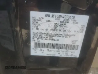 2006 Ford F-150 XL with VIN 1FTPX12V46NB78403, listed as a Copart auction lot 57518145 with 102,834 mi miles and Salvage title. Bid and sale history available at DreamBid. Image 12.