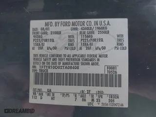 2002 Ford Ranger XL with VIN 1FTYR10D02TA08408, listed as a IAAI auction lot 41599063 with 248,040 mi miles. Bid and sale history available at carsss.com. Image 9.