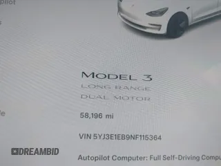 2022 Tesla Model 3 Long Range z VIN 5YJ3E1EB9NF115364, wystawiony jako IAAI lot #41618947 z przebiegiem 58 196 mil mil oraz . Historia ofert i sprzedaży dostępna na DreamBid. Obrazek 14.