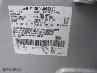 2013 Ford Edge SE with VIN 2FMDK3G98DBB46289, listed as a IAAI auction lot 41701442 with 189,051 mi miles. Bid and sale history available at carsss.com. Image 9.