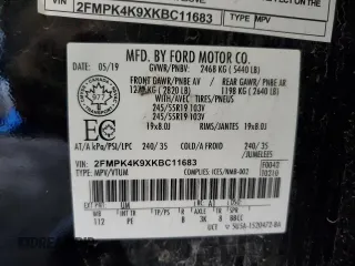 2019 Ford Edge Titanium with VIN 2FMPK4K9XKBC11683, listed as a Copart auction lot 50772945 with 114,006 mi miles and Salvage Title. Bid and sale history available at carsss.com. Image 15.