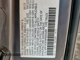 2023 Honda Ridgeline RTL z VIN 5FPYK3F54PB043289, wystawiony jako Copart lot #59173065 z przebiegiem 34 219 mil mil oraz Szkoda całkowita • Salvage title. Historia ofert i sprzedaży dostępna na DreamBid. Obrazek 12.