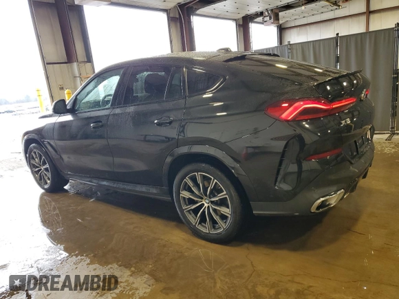 2025 BMW X6 xDrive40i with VIN 5UX33EX00S9W90983, listed as a Copart auction lot 46921935 with 25,566 mi miles and Clean Title. Bid and sale history available at carsss.com. Image 2.