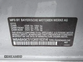 2016 BMW 3 Series 320i with VIN WBA8A9C51GK616314, listed as a IAAI auction lot 41344323 with 78,891 mi miles. Bid and sale history available at carsss.com. Image 9.