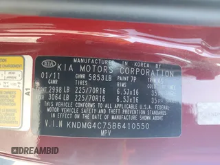 2011 Kia Sedona LX with VIN KNDMG4C75B6410550, listed as a Copart auction lot 76997744 with 74,659 mi miles and Salvage Title. Bid and sale history available at carsss.com. Image 15.