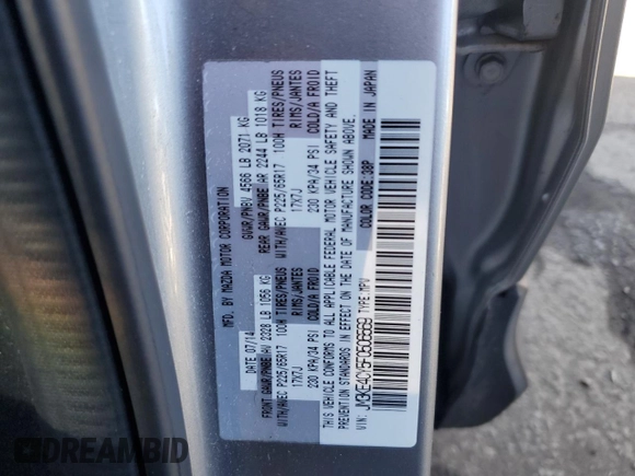 2015 Mazda CX-5 Touring with VIN JM3KE4CY5F0506569, listed as a Copart auction lot 49441035 with 160,077 mi miles and Salvage Title. Bid and sale history available at DreamBid. Image 13.