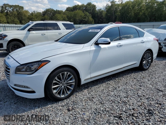 2016 Hyundai Genesis 3.8L with VIN KMHGN4JE3GU137580, listed as a Copart auction lot 70506344 with 75,158 mi miles and Salvage Title. Bid and sale history available at carsss.com. Image 1.