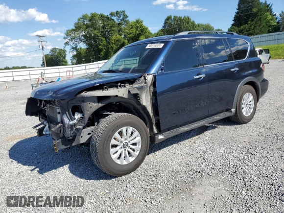 2020 Nissan Armada SV with VIN JN8AY2ND9LX016279, listed as a Copart auction lot 58010604 with 86,016 mi miles and Salvage Title. Bid and sale history available at carsss.com. Image 1.