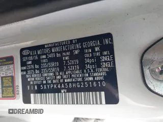 2017 Kia Sorento SXL z VIN 5XYPK4A58HG251610, wystawiony jako IAAI lot #42351313 z przebiegiem 147 527 mil mil oraz . Historia ofert i sprzedaży dostępna na DreamBid. Obrazek 9.