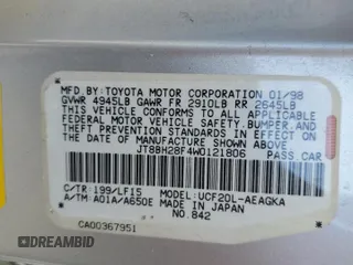 1998 Lexus LS 400 z VIN JT8BH28F4W0121806, wystawiony jako Copart lot #57636755 z przebiegiem 264 027 mil mil oraz Tytuł czysty. Historia ofert i sprzedaży dostępna na DreamBid. Obrazek 12.