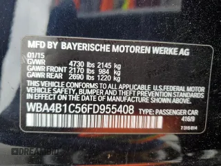 2015 BMW 4 Series 435i with VIN WBA4B1C56FD955408, listed as a Copart auction lot 57146495 with 81,258 mi miles and Salvage title. Bid and sale history available at DreamBid. Image 12.
