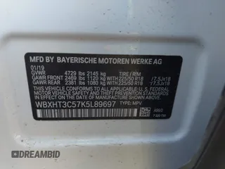 2019 BMW X1 xDrive28i with VIN WBXHT3C57K5L89697, listed as a IAAI auction lot 40729513 with 46,319 mi miles and . Bid and sale history available at DreamBid. Image 9.