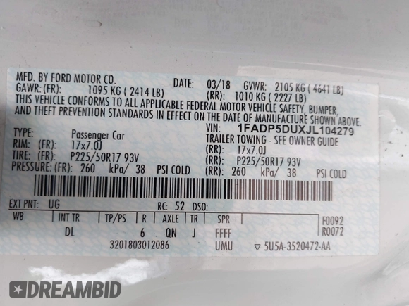 2018 Ford C-Max Titanium with VIN 1FADP5DUXJL104279, listed as a IAAI auction lot 41882275 with 55,137 mi miles and . Bid and sale history available at DreamBid. Image 9.
