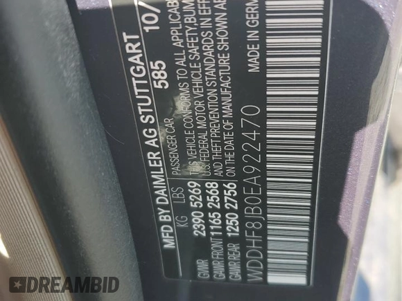 2014 Mercedes-Benz E 350 Luxury with VIN WDDHF8JB0EA922470, listed as a Copart auction lot 54734155 with 137,999 mi miles and Salvage Title. Bid and sale history available at DreamBid. Image 12.