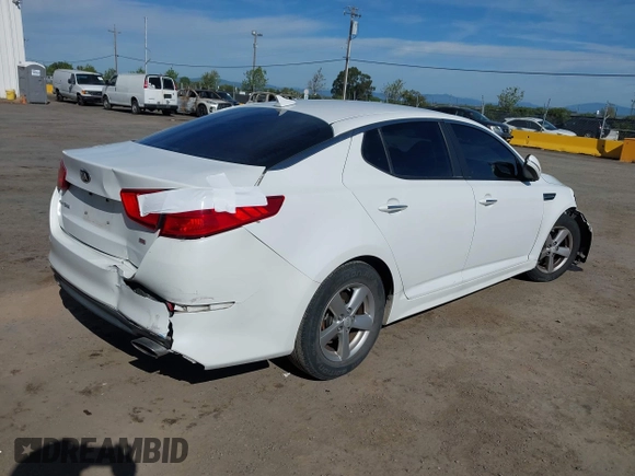 2014 Kia Optima LX with VIN 5XXGM4A70EG307809, listed as a IAAI auction lot 42023169 with 127,617 mi miles. Bid and sale history available at carsss.com. Image 4.