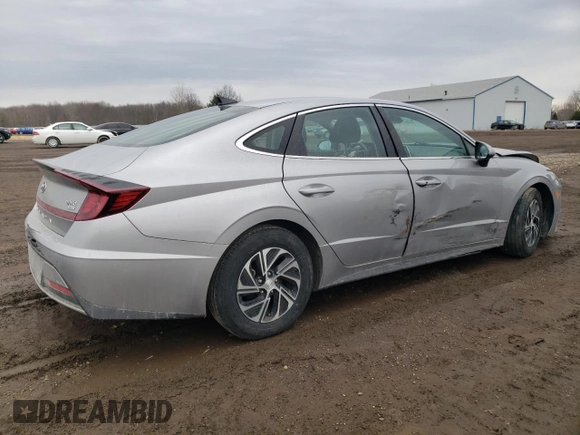 2023 Hyundai Sonata Hybrid Blue with VIN KMHL24JJ6PA080362, listed as a Copart auction lot 47730355 with 17,127 mi miles and Salvage Title. Bid and sale history available at carsss.com. Image 3.