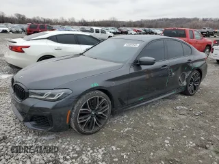 2021 BMW 5 Series 540i with VIN WBA53BJ04MCF43184, listed as a Copart auction lot 45384945 with 48,290 mi miles and Salvage Title. Bid and sale history available at carsss.com. Image 1.