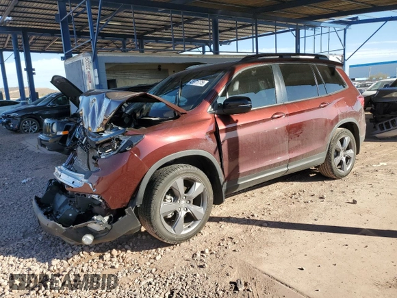 2021 Honda Passport Touring z VIN 5FNYF7H94MB008364, wystawiony jako Copart lot #45971775 z przebiegiem 23 583 mil mil oraz Szkoda całkowita • Salvage title. Historia ofert i sprzedaży dostępna na DreamBid. Obrazek 1.