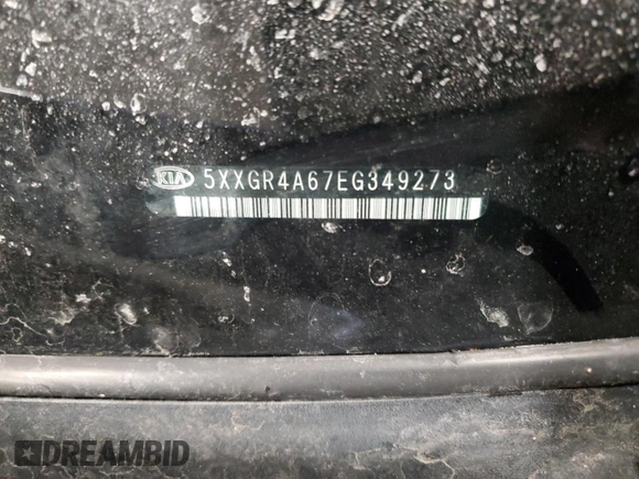 2014 Kia Optima SXL Turbo with VIN 5XXGR4A67EG349273, listed as a Copart auction lot 47258705 with 95,095 mi miles and Salvage Title. Bid and sale history available at DreamBid. Image 12.
