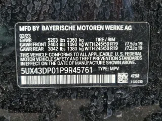 2023 BMW X3 sDrive30i with VIN 5UX43DP01P9R45761, listed as a Copart auction lot 50195075 with Not Provided miles and Salvage Title. Bid and sale history available at DreamBid. Image 14.