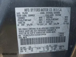 2003 Ford Escape XLT Popular 2 with VIN 1FMCU93143KB10936, listed as a IAAI auction lot 41414430 with 170,050 mi miles. Bid and sale history available at carsss.com. Image 9.