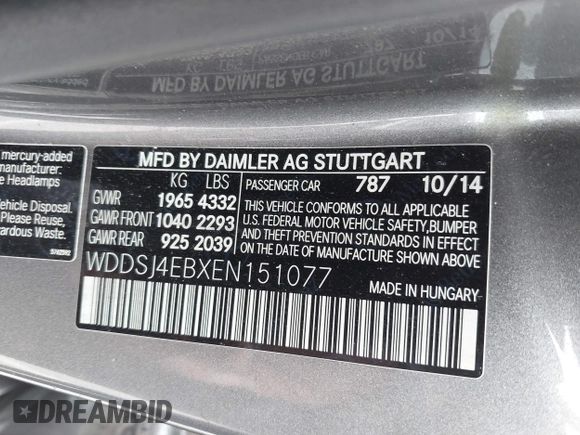 2014 Mercedes-Benz CLA 250 с VIN WDDSJ4EBXEN151077, выставлен на аукционе IAAI как лот 42475101 с пробегом 113 252 миль миль и . История ставок и продаж доступна на DreamBid. Изображение 9.