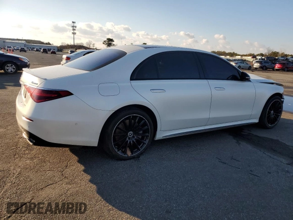 2023 Mercedes-Benz S-Class S 580 with VIN W1K6G7GB5PA230293, listed as a Copart auction lot 84591274 with 0 mi miles and Salvage Title. Bid and sale history available at carsss.com. Image 3.