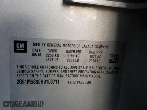 2017 Cadillac XTS Luxury with VIN 2G61M5S30H9106711, listed as a Copart auction lot 80760304 with 72,386 mi miles and Non repairable. Bid and sale history available at DreamBid. Image 13.