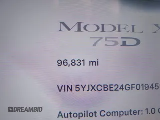 2016 Tesla Model X 70D with VIN 5YJXCBE24GF019450, listed as a IAAI auction lot 41517321 with 96,831 mi miles. Bid and sale history available at carsss.com. Image 15.