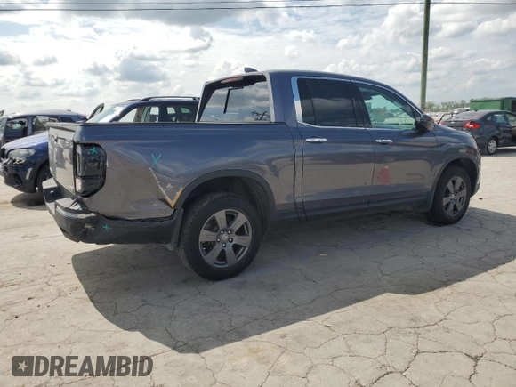 2020 Honda Ridgeline RTL-E with VIN 5FPYK3F77LB012808, listed as a Copart auction lot 60014575 with 85,280 mi miles and Salvage title. Bid and sale history available at DreamBid. Image 3.