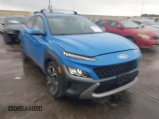 2022 Hyundai Kona Limited with VIN KM8K53A33NU913545, listed as a IAAI auction lot 41879560 with 21,416 mi miles. Bid and sale history available at carsss.com. Image 1.