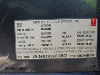 2017 Tesla Model S 100D with VIN 5YJSA1E23HF198592, listed as a IAAI auction lot 41721755 with 127,946 mi miles. Bid and sale history available at carsss.com. Image 9.