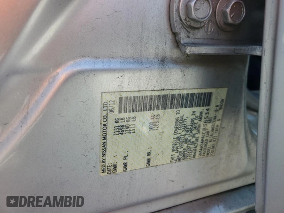2012 Nissan Maxima SV with VIN 1N4AA5AP4CC856534, listed as a Copart auction lot 55179015 with 168,982 mi miles and Salvage title. Bid and sale history available at DreamBid. Image 12.