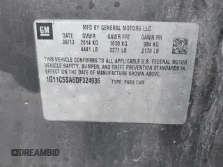 2013 Chevrolet Malibu LT with VIN 1G11C5SA6DF324936, listed as a IAAI auction lot 42079028 with Not Provided miles and . Bid and sale history available at DreamBid. Image 9.