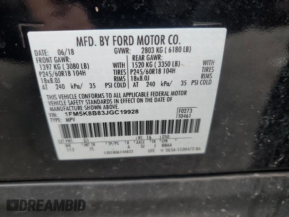 2018 Ford Explorer z VIN 1FM5K8B83JGC19928, wystawiony jako Copart lot #53517895 z przebiegiem 87 517 mil mil oraz Szkoda całkowita • Salvage title. Historia ofert i sprzedaży dostępna na DreamBid. Obrazek 13.