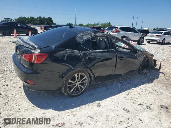 2013 Lexus IS 250 with VIN JTHBF5C24D5187624, listed as a Copart auction lot 53852055 with Not provided miles and Salvage title. Bid and sale history available at DreamBid. Image 3.