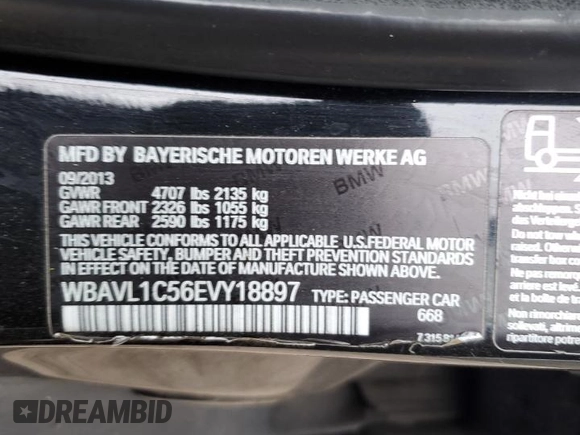 2014 BMW X1 xDrive28i with VIN WBAVL1C56EVY18897, listed as a Copart auction lot 47268615 with 270,512 mi miles and Clean Title. Bid and sale history available at carsss.com. Image 12.