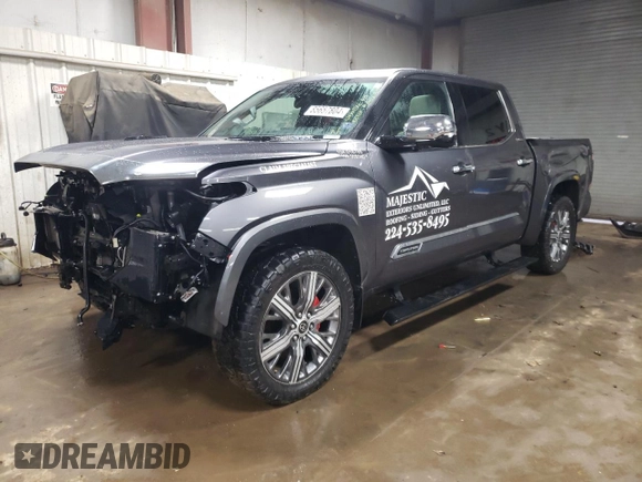 2023 Toyota Tundra Capstone Hybrid with VIN 5TFVC5DB9PX027611, listed as a Copart auction lot 85657804 with 58,052 mi miles and Salvage title. Bid and sale history available at DreamBid. Image 1.