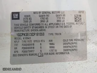 2012 Chevrolet Silverado 1500 LT with VIN 1GCPKSE73CF181350, listed as a IAAI auction lot 41656231 with 131,322 mi miles. Bid and sale history available at carsss.com. Image 9.