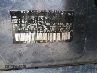 2015 Subaru Legacy 2.5i with VIN 4S3BNBA63F3048835, listed as a Copart auction lot 53756585 with 126,215 mi miles and Salvage title. Bid and sale history available at DreamBid. Image 14.